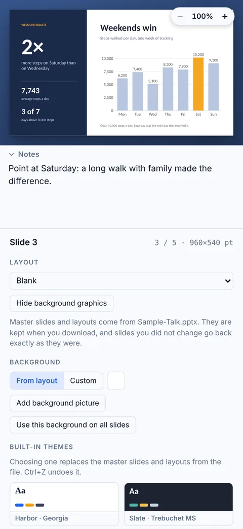 The same presentation open in RR Slides Pro on iPhone